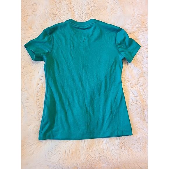 The Nike Tee Athletic Cut Dri Fit XS Green Pink Girl's V Neck T Shirt - Picture 3 of 3